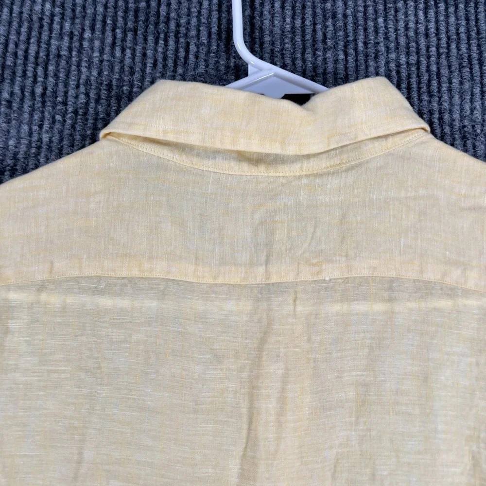 Cremieux Shirt‎ Mens XL Extra Large Yellow Linen Short Sleeve Button Down Casual